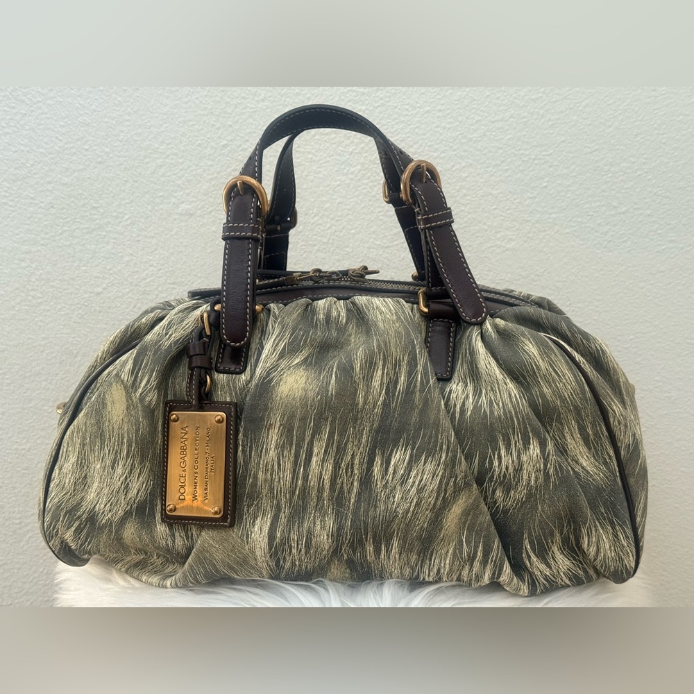 DOLCE & GABBANA Miss Glamorous Fur Print Handbag - Picture 3 of 15